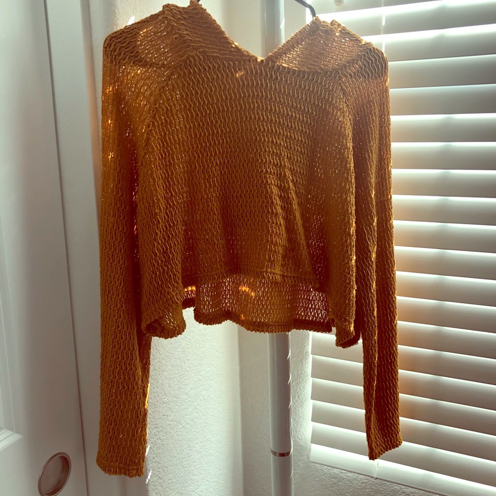 Forever 21 Mustard cropped crochet pullover
